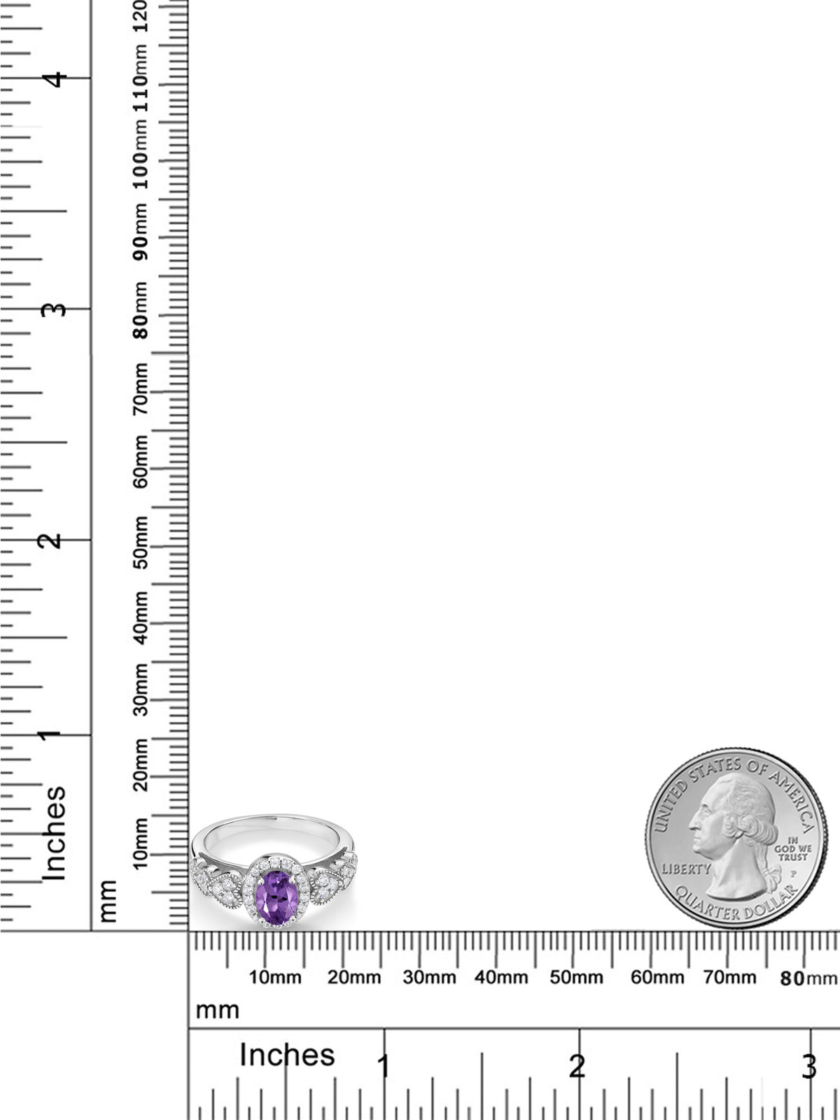 925 Sterling Silver Purple Amethyst Engagement Ring F53476