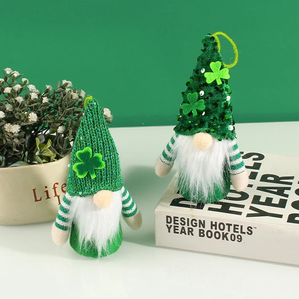 2 Pack St Patricks Day Gnome Plush Elf Decorations Table Decor Ornament Dwarf Figurines Green Handmade Faceless Gnome E5117