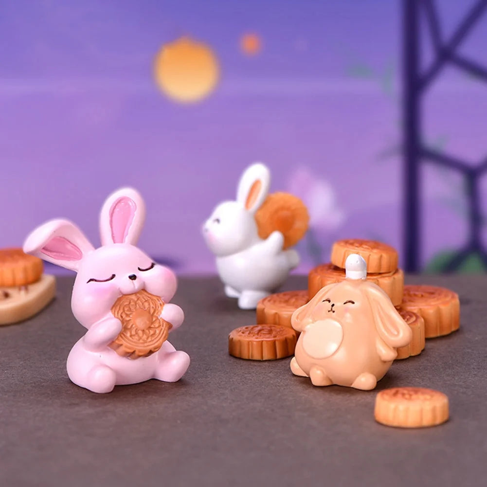 Resin Dollhouse Miniature Moon Cake Rabbit Ornaments P163