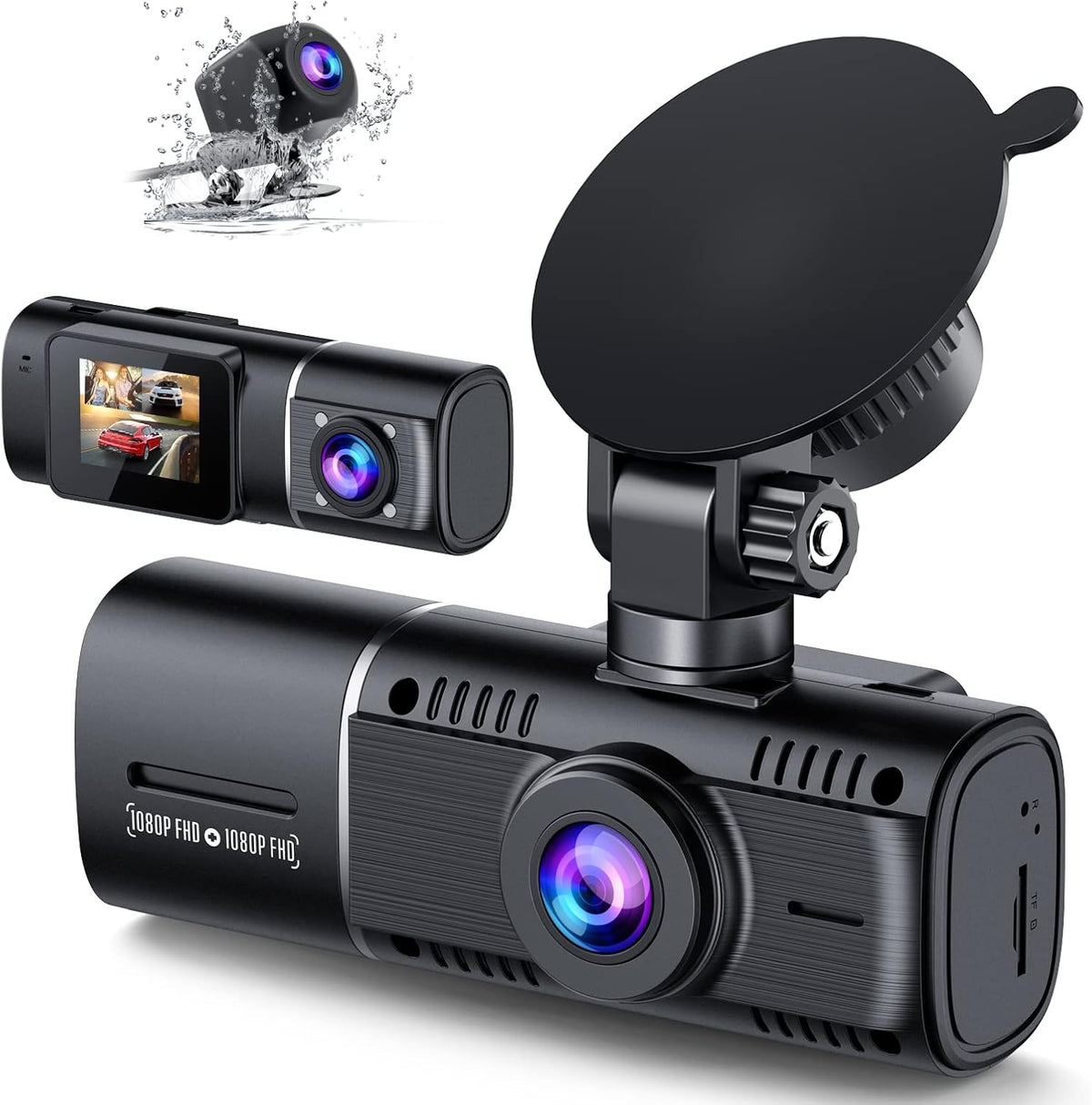 Dual Dash Cam Front and Inside 1080P IR Night Vision Pack of 2 K1004