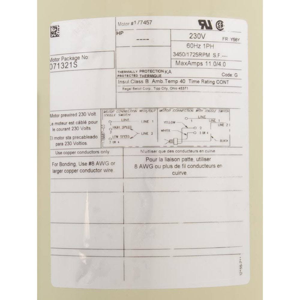 1.5 HP Square Flange Motor 2 Speed 230V E53771