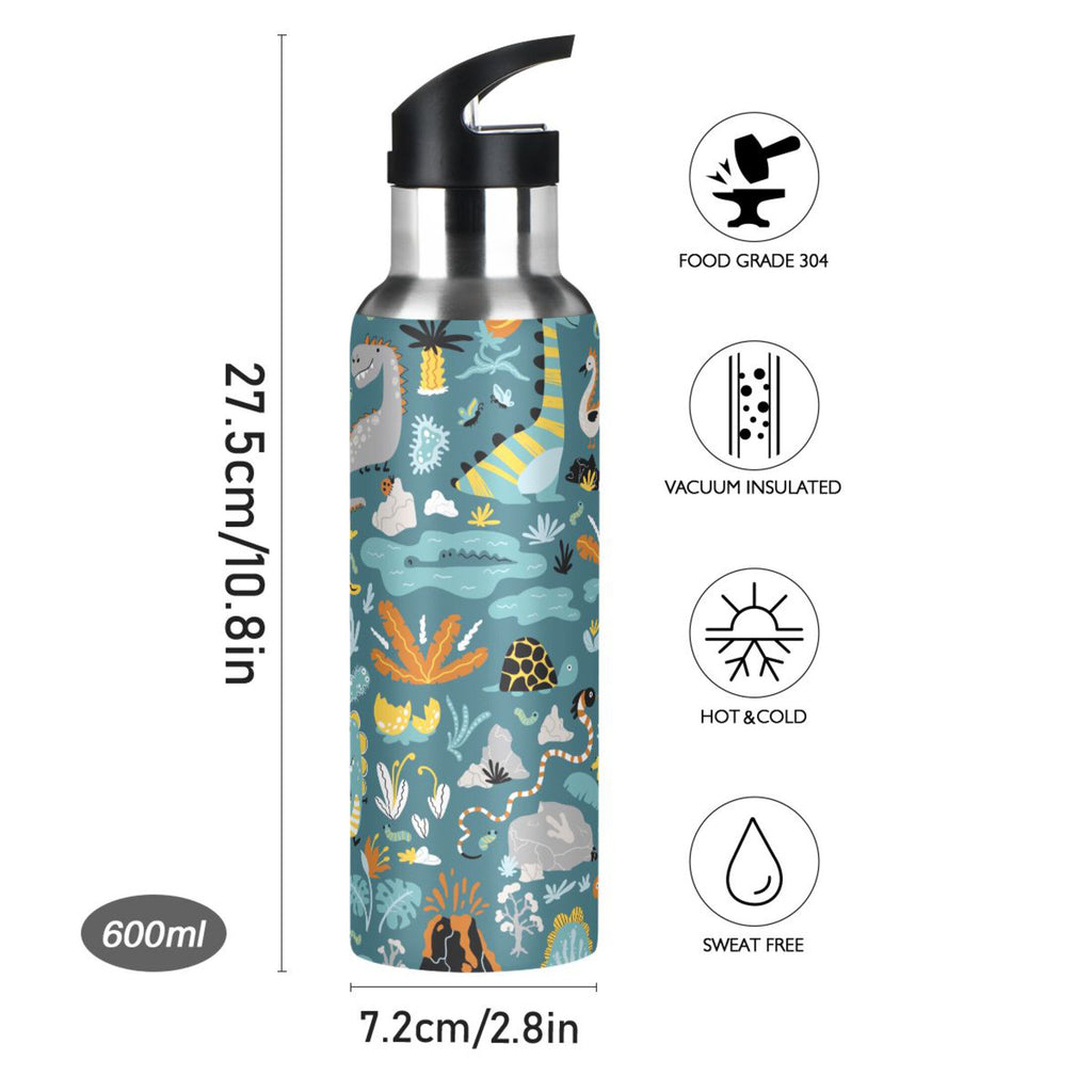 Green Stainless Steel Insulated Water Bottle with Straw Lid M223
