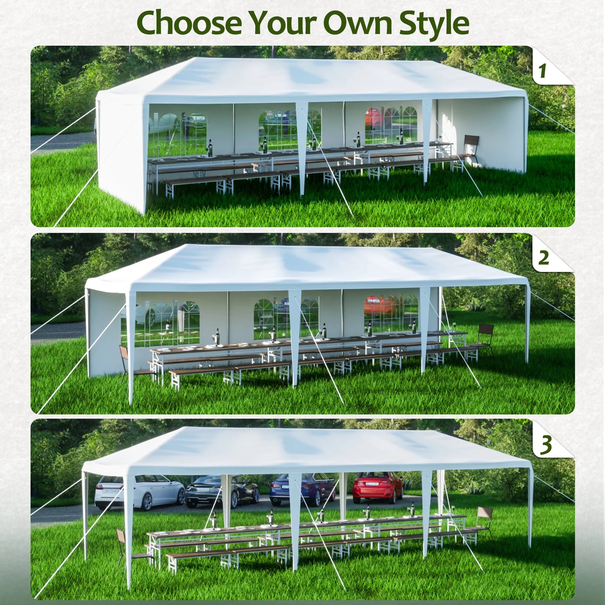 10x30' Outdoor Canopy Tent with 5 Removable Sidewalls U483
