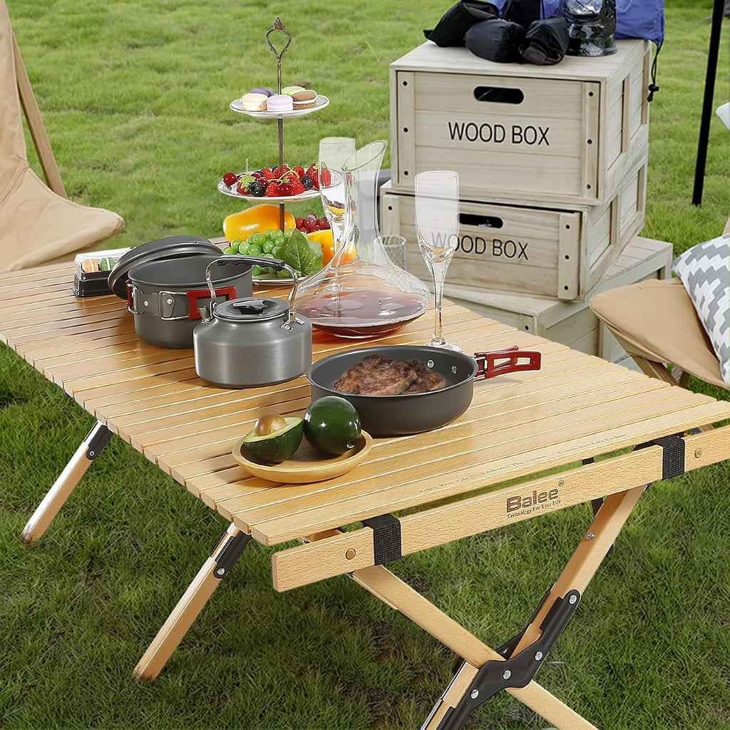 4ft Low Folding Solid Wood Picnic Table with Carry Bag X83166