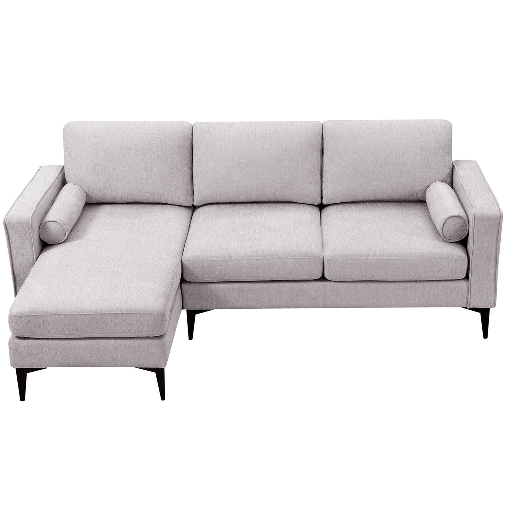 Beige 86" L-Shaped 3-Seat Sectional Sofa with Reversible Chaise D31633