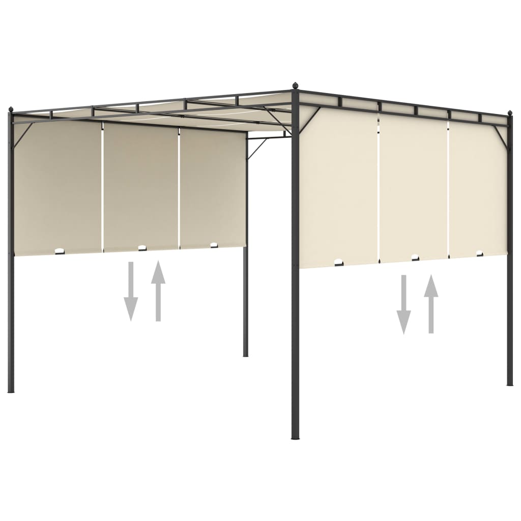 Cream Garden Gazebo with Side Curtain J9252