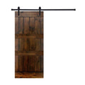 12-Panel Dark Brown Painted Wood Sliding Door with Installation Hardware Kit K295960
