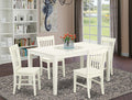 5 Pc Oak Finish Dining Set with Linen Fabric Chairs P484275