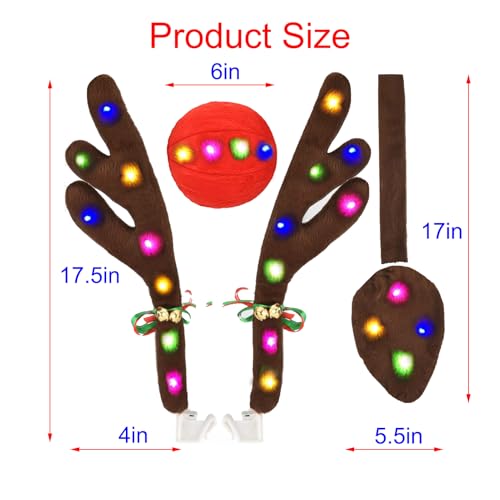 Christmas Rudolph Reindeer Vehicle Kit with Antlers Car and Nose Decorations W27234