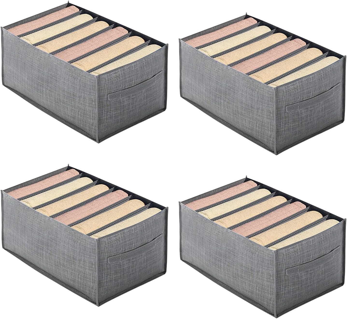4 Packs 6-Compartment Clothes Organizer Drawer With Handles Z864057