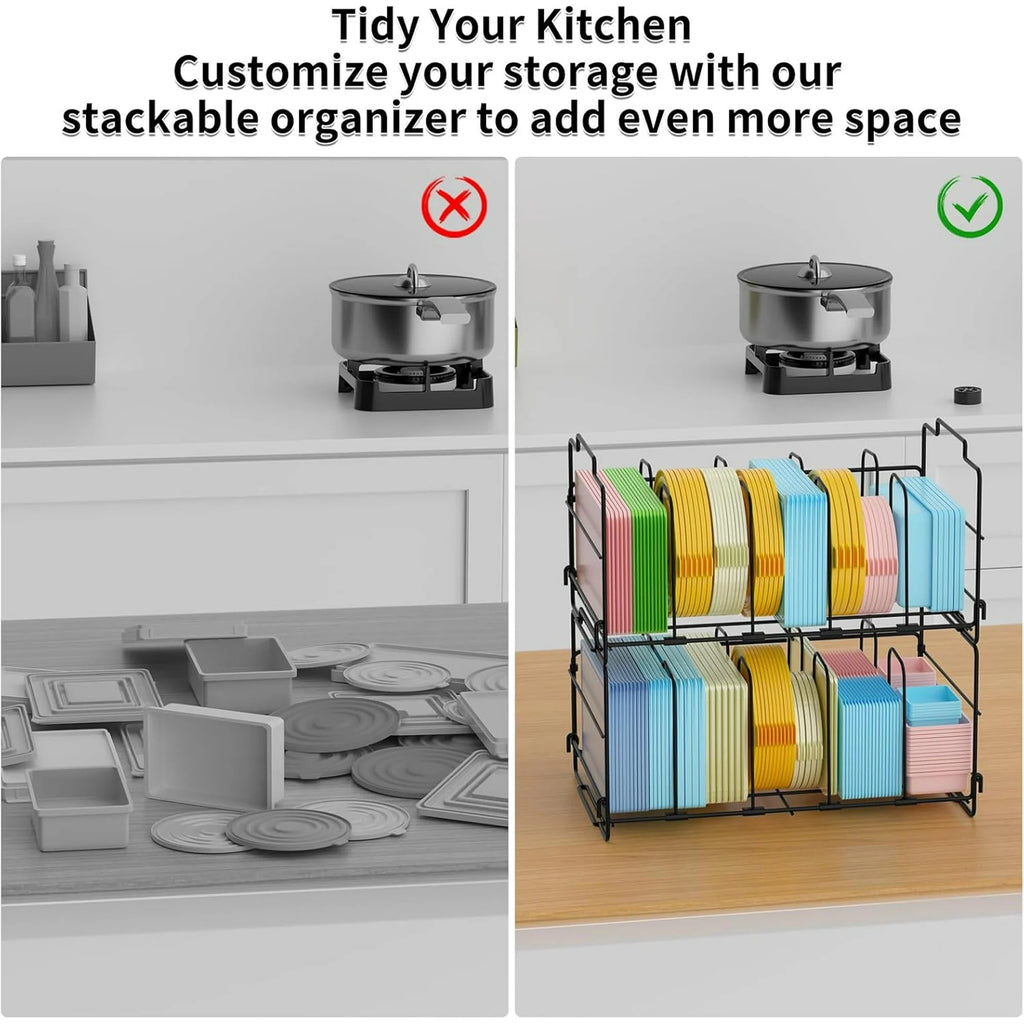 Black Plastic Lid Organizer with 4 Dividers T214