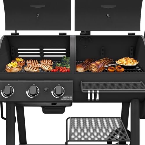 Black Charcoal and Gas Smoker & Grill W9766