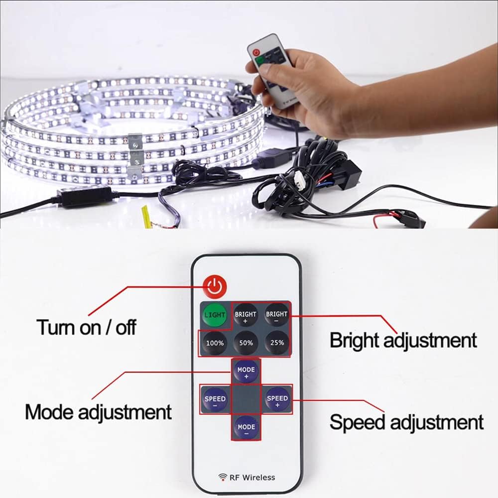17IN Pure White LED Wheel Ring Light Kit 4PCS Single Row Waterproof K956472