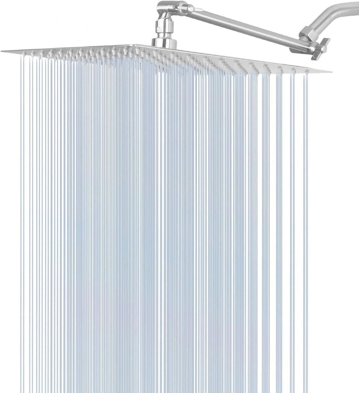 12 Inch Brushed Nickel Stainless Steel Rainfall Shower Head with Adjustable Extension Arm, Pack of 2 G5267