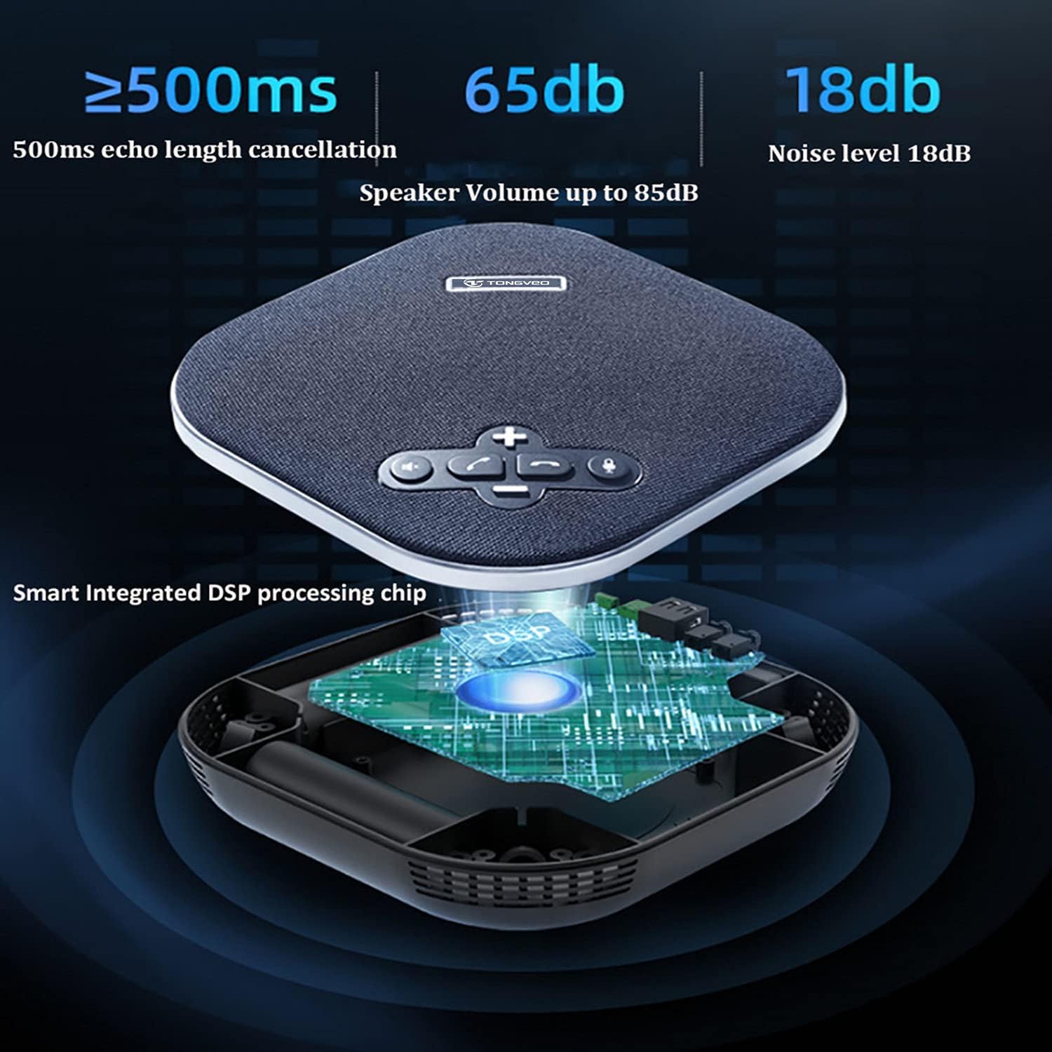 Wireless Speakerphone Conference Speaker with Expandable Microphone A4924