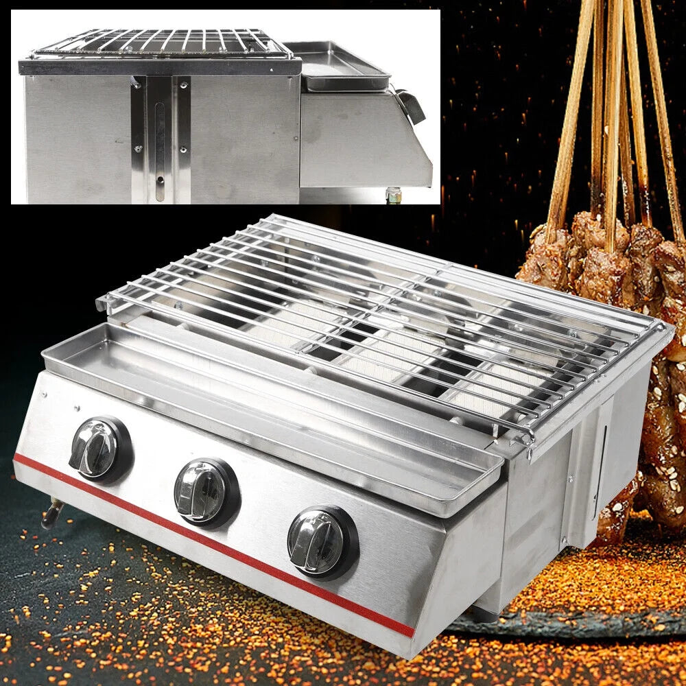 18.5" Stainless Steel 3 Burner Portable BBQ Grill M792
