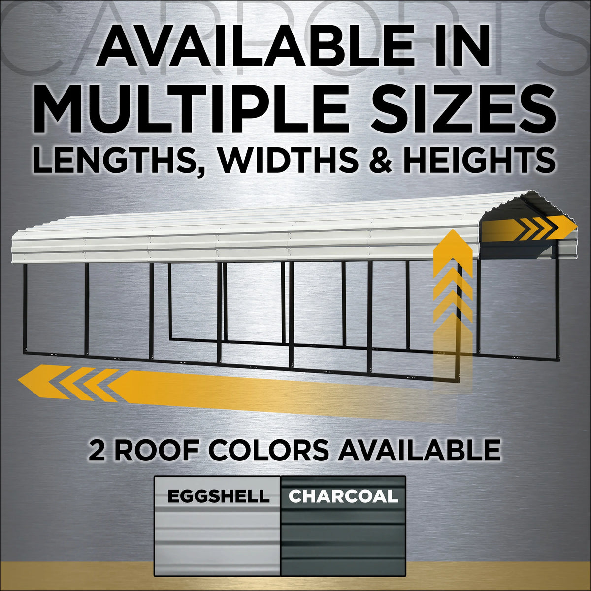 Galvanized Steel Carport Kit with 2-Sided Enclosure G1609