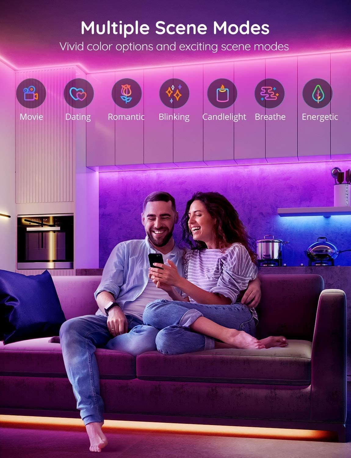 Smart LED Strip Lights 50ft Pack of 2 A94627