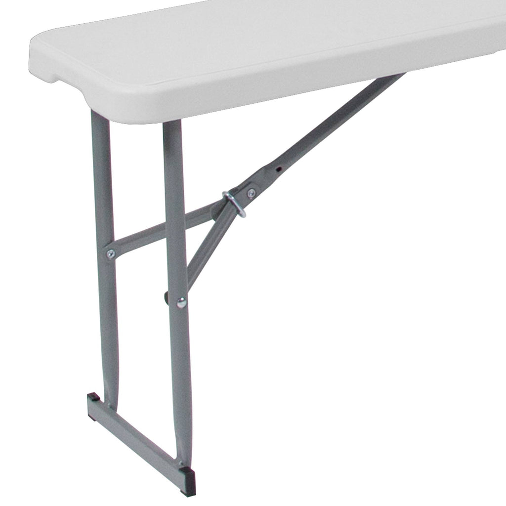 10.25 x 71 Inch Granite White Plastic Bench with Carrying Handle Q39863