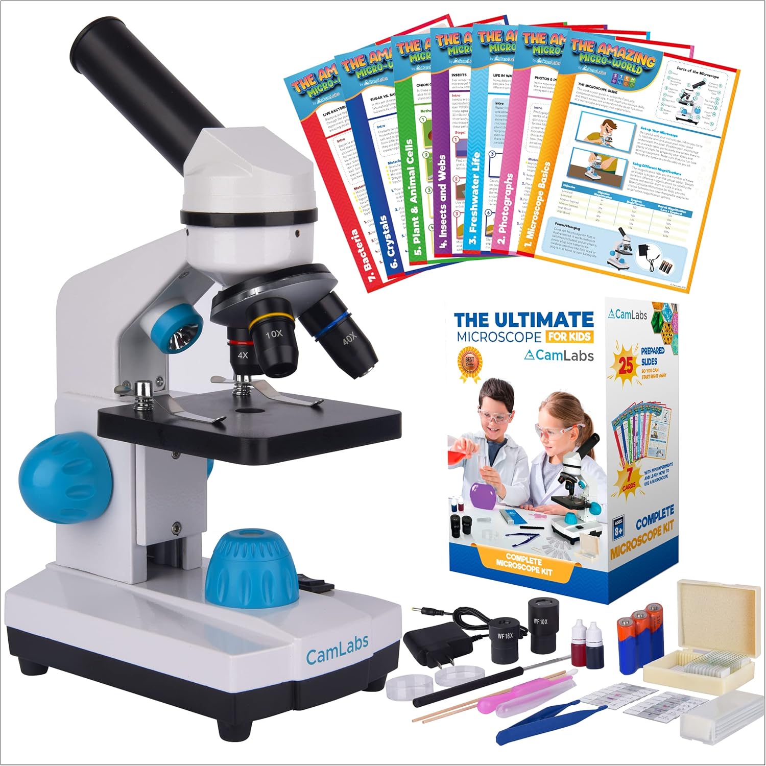 Portable Student Microscope with 25 Specimen Slides V5880