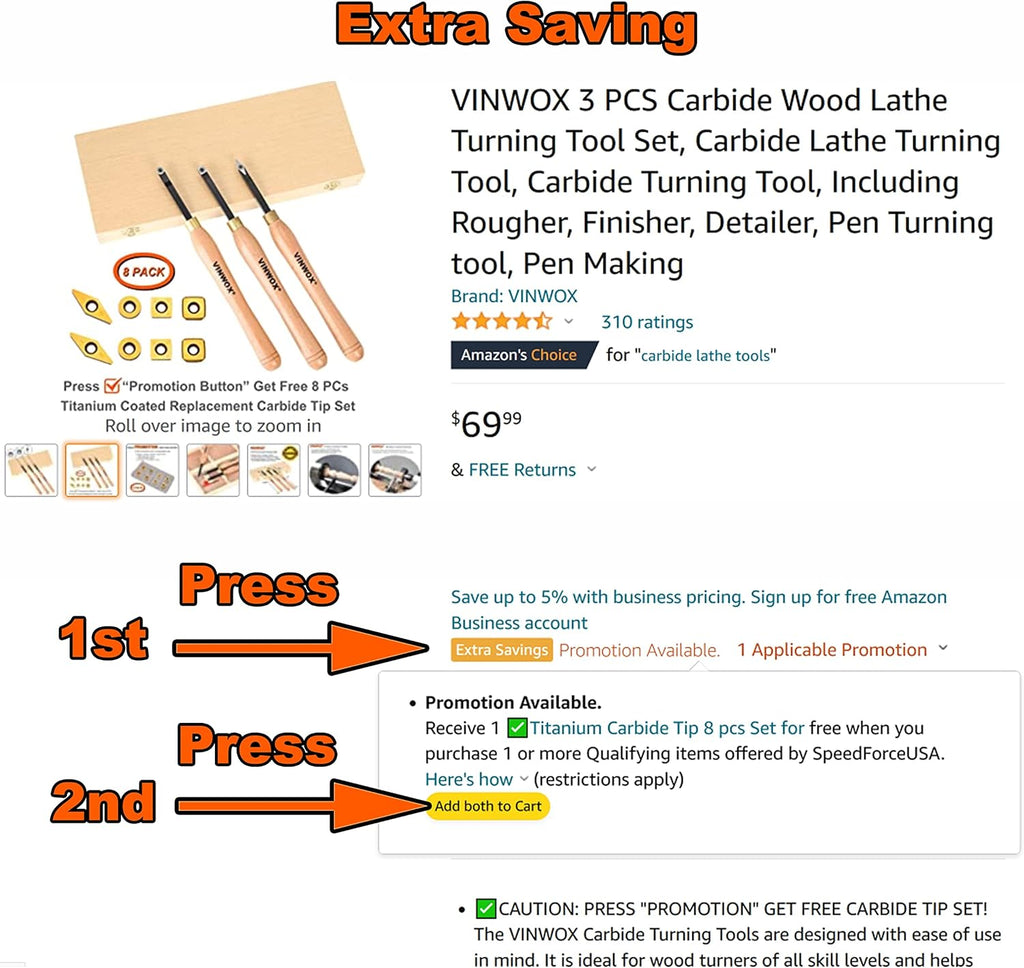 3 PCS Carbide Wood Lathe Turning Tool Set X9437