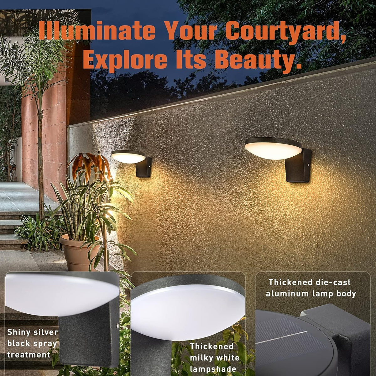 Solar Wall Light LED Outdoor Sconce Exterior Wall Lamp IP65 Waterproof N479919
