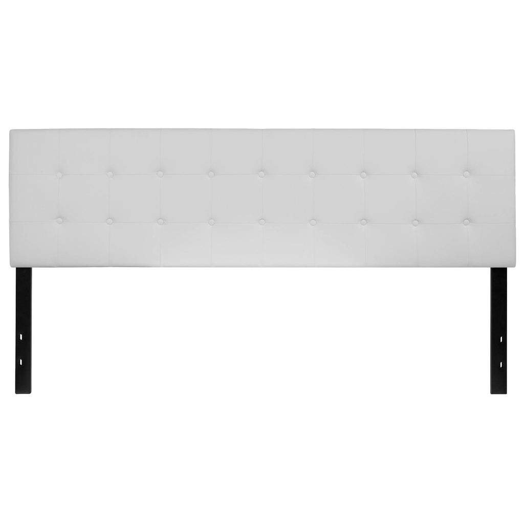 King Size White and Black Button Tufted Headboard O389