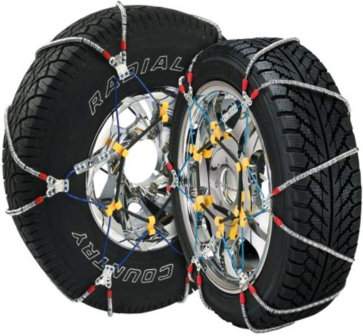 Set of 2 Silver Cable Tire Chain for Passenger Cars, Pickups, and SUVs K40419