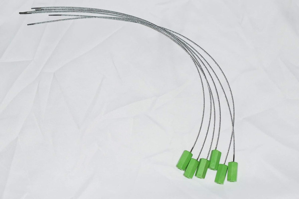 Green Steel Security Cable Wire Seals Numbered Anti-Tamper Tags Pack of 100 I847621