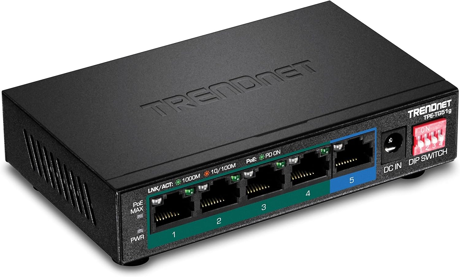 8-Port Gigabit PoE+ Switch, 123W PoE Power Budget, 16 Gbps Switching Capacity, Metal, Black V311
