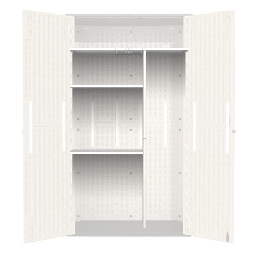 60 Cu.Ft Vertical Outdoor Storage Shed, Resin, Khaki N4608