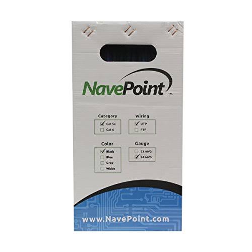 Cat5e 1000ft UTP Solid 24AWG Black Network Ethernet Bulk Wire E868405