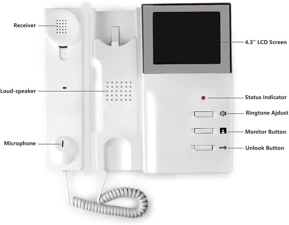 4.3 Inches Wired Video Door Phone System with LCD Monitor, IR Night Vision, Pack of 2 P109