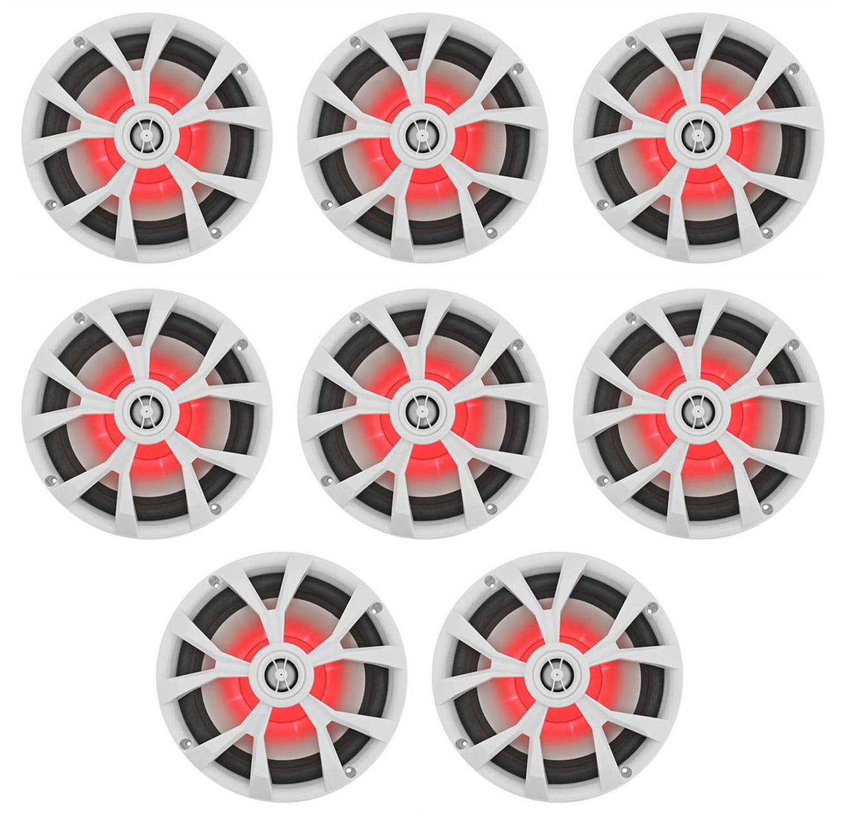 8x22 900 Watt White 2-Way Marine Boat Speakers with LED I7581