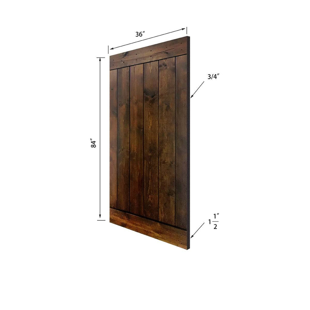 12-Panel Dark Brown Painted Wood Sliding Door with Installation Hardware Kit K295960