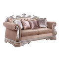 Velvet Champagne Upholstery Poly-Resin Loveseat with 4 Pillows S894
