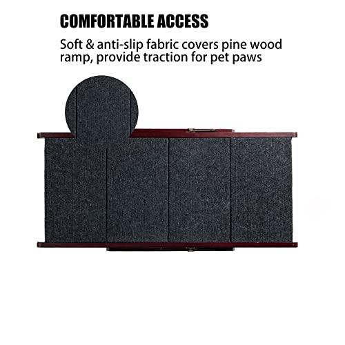 Wooden Pet Stairs Foldable Stairs & Ramp Portable Dog Ladder (Brown) U779316