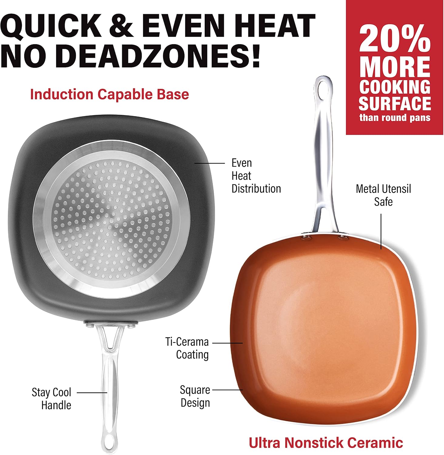 11" Square Non Stick Ceramic Frying Pan R4051