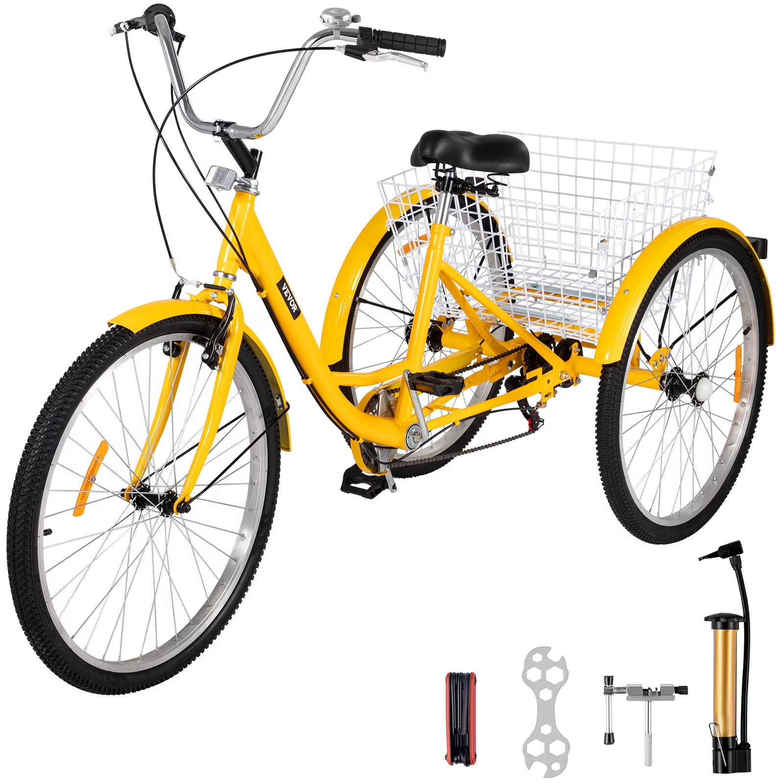 Adult Tricycle 26 inch 7-Speed 3 Wheel Cruiser Bike with Basket P825