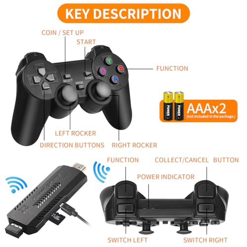 Wireless Retro Game Console with 20,000 Games and Dual 2.4G Wireless Controllers X8816