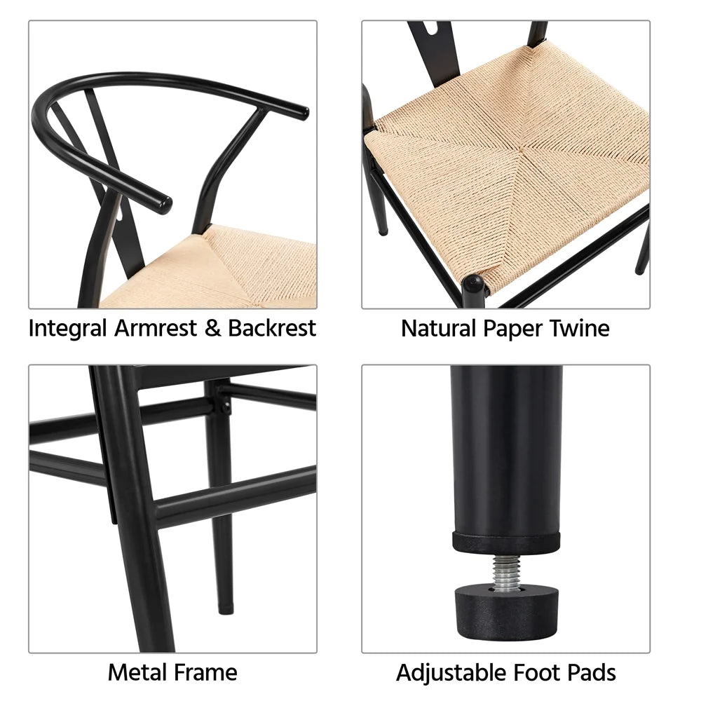 Set of 2 Black Metal Dining Chair with Y-Shaped Backrest X511378