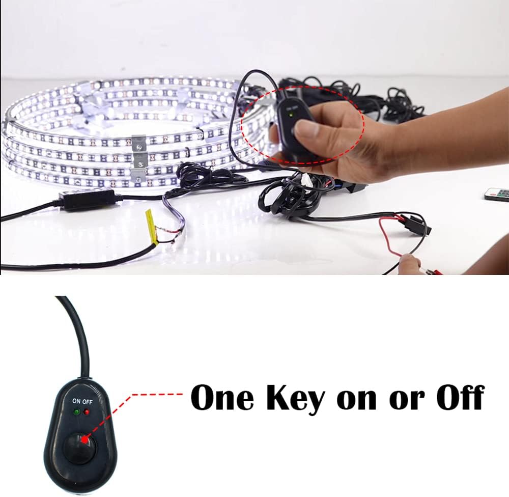 17IN Pure White LED Wheel Ring Light Kit 4PCS Single Row Waterproof K956472