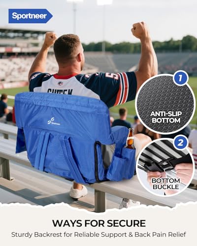 Padded Stadium Chair with Back Support and Armrests R3476