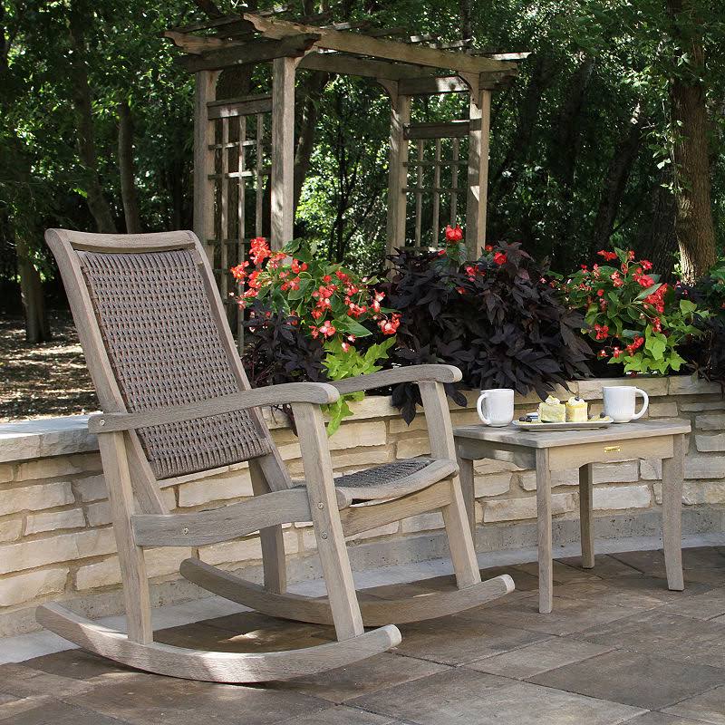 3-Piece Grey Eucalyptus Wicker Rocking Chair Set G155362