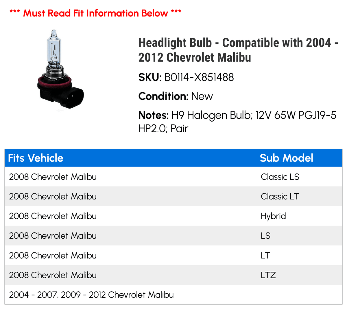 Headlight Bulb E4390