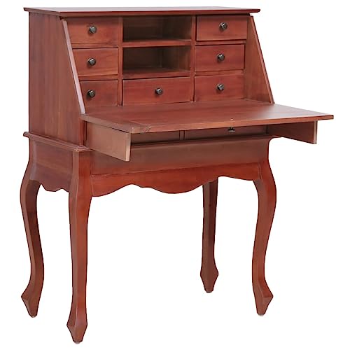 Brown Solid Wood Secretary Desk with Flip Top V28978