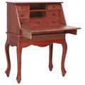 Brown Solid Wood Secretary Desk with Flip Top V28978