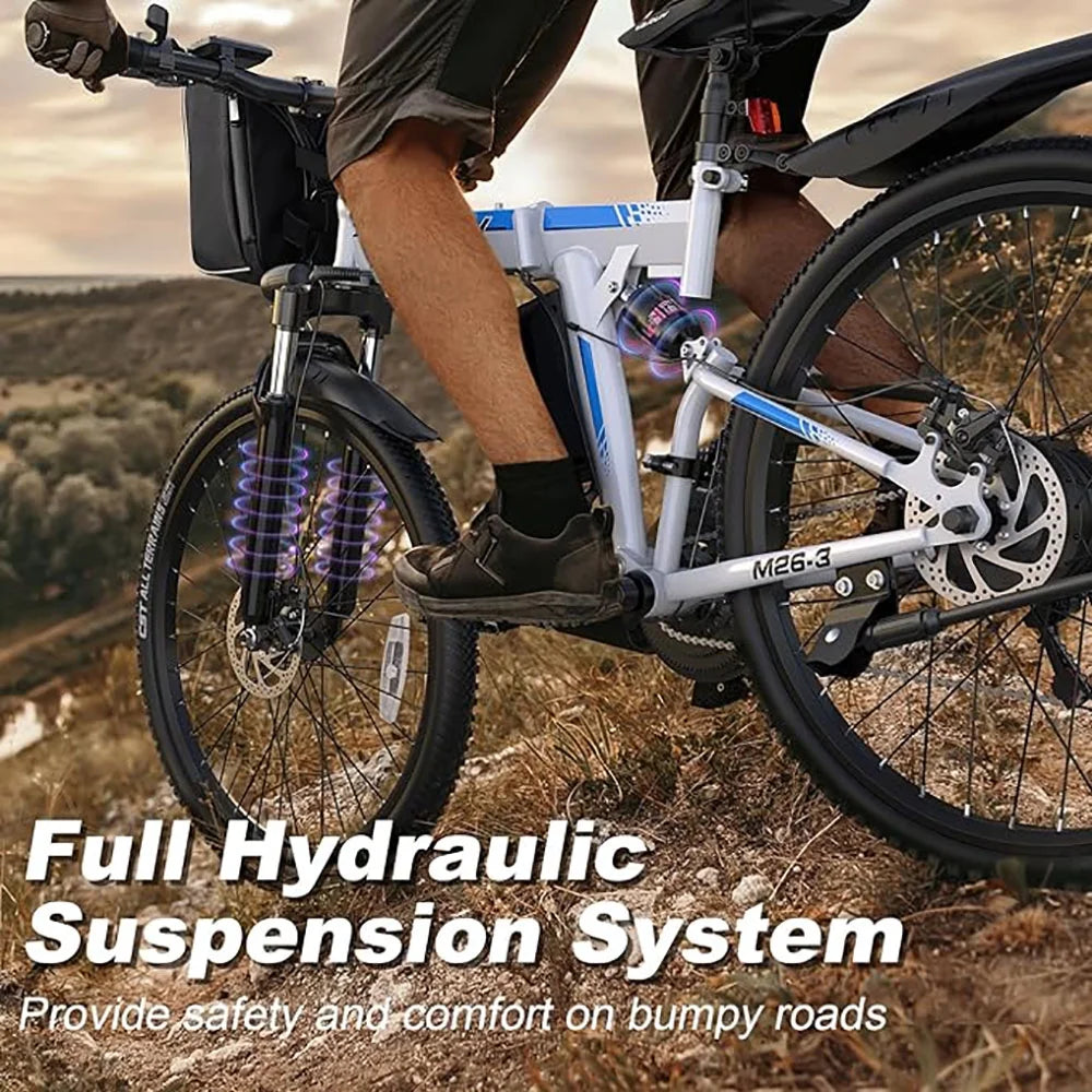 Electric Bike 750W Motor 48V Removable Battery 21-Speed Gears Dual Hydraulic Suspension I80107