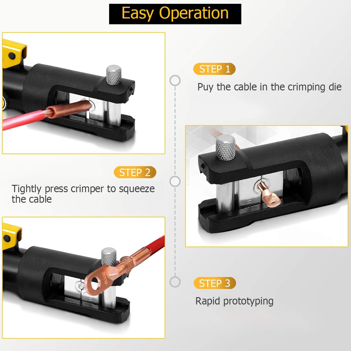 16 Ton Hydraulic Wire Crimper with 11 Dies R873