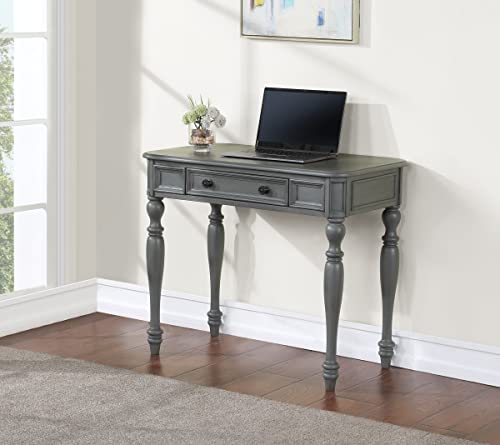 36 Inch Writing Desk with Drawer, Plantation Grey D372